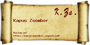 Kapus Zsombor névjegykártya